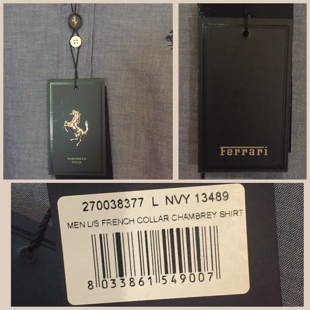 🆕NWT Men's Ferrari French Collar Chambrey Shirt - Picture 8 of 8